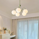 Renee Curated Mouth-Blown Frosted Glass Chandeli – side angled contour profile