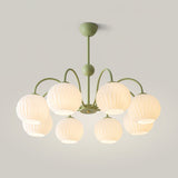 Renee Curated Mouth-Blown Frosted Glass Chandeli – unlit natural material contrast