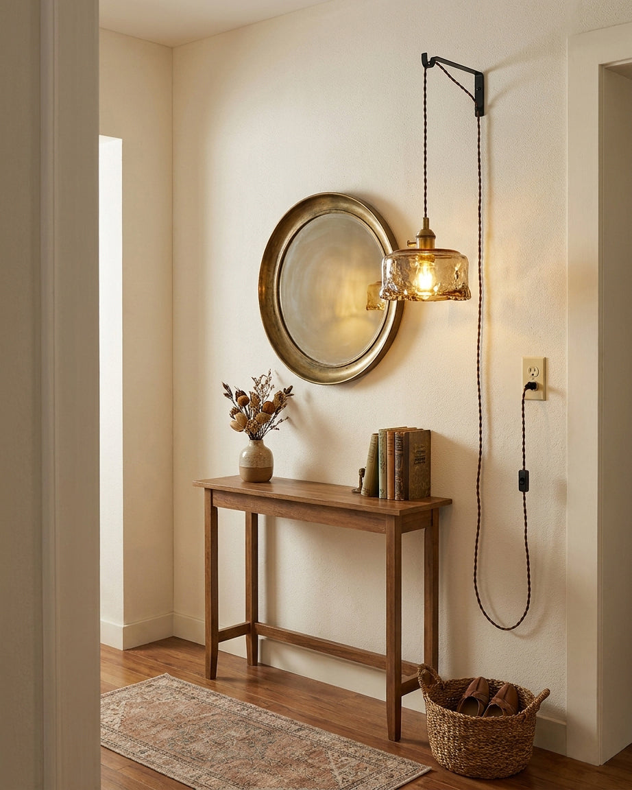 Retro Adonia Curated Amber Art Glass Pendant Lig – illuminated warm ambiance setting