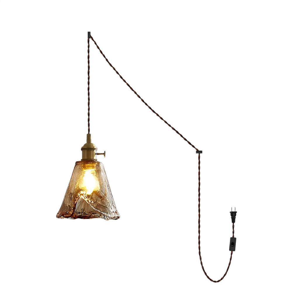 Retro Adonia Curated Amber Art Glass Pendant Lig – Model B Dia 15cm x H 13cm  ∅ 5.9 x H 5.1 finish configuration
