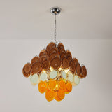 Retro Glass Disc Curated Amber Art Glass Chandel – side angled contour profile
