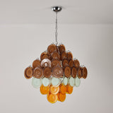 Retro Glass Disc Curated Amber Art Glass Chandel – macro detail view #1