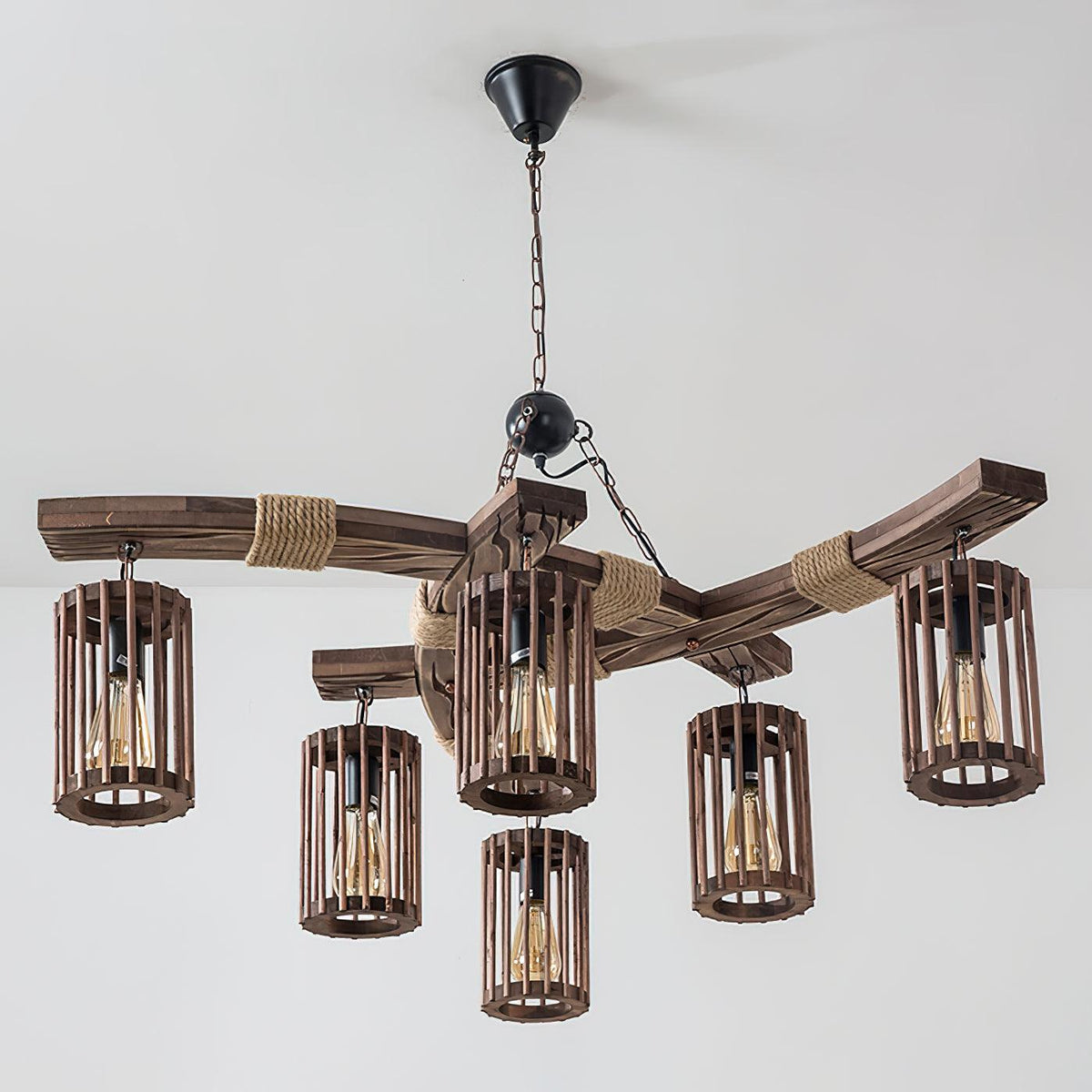 Retro Solid Wood Curated Solid Hardwood Chandeli – side angled contour profile