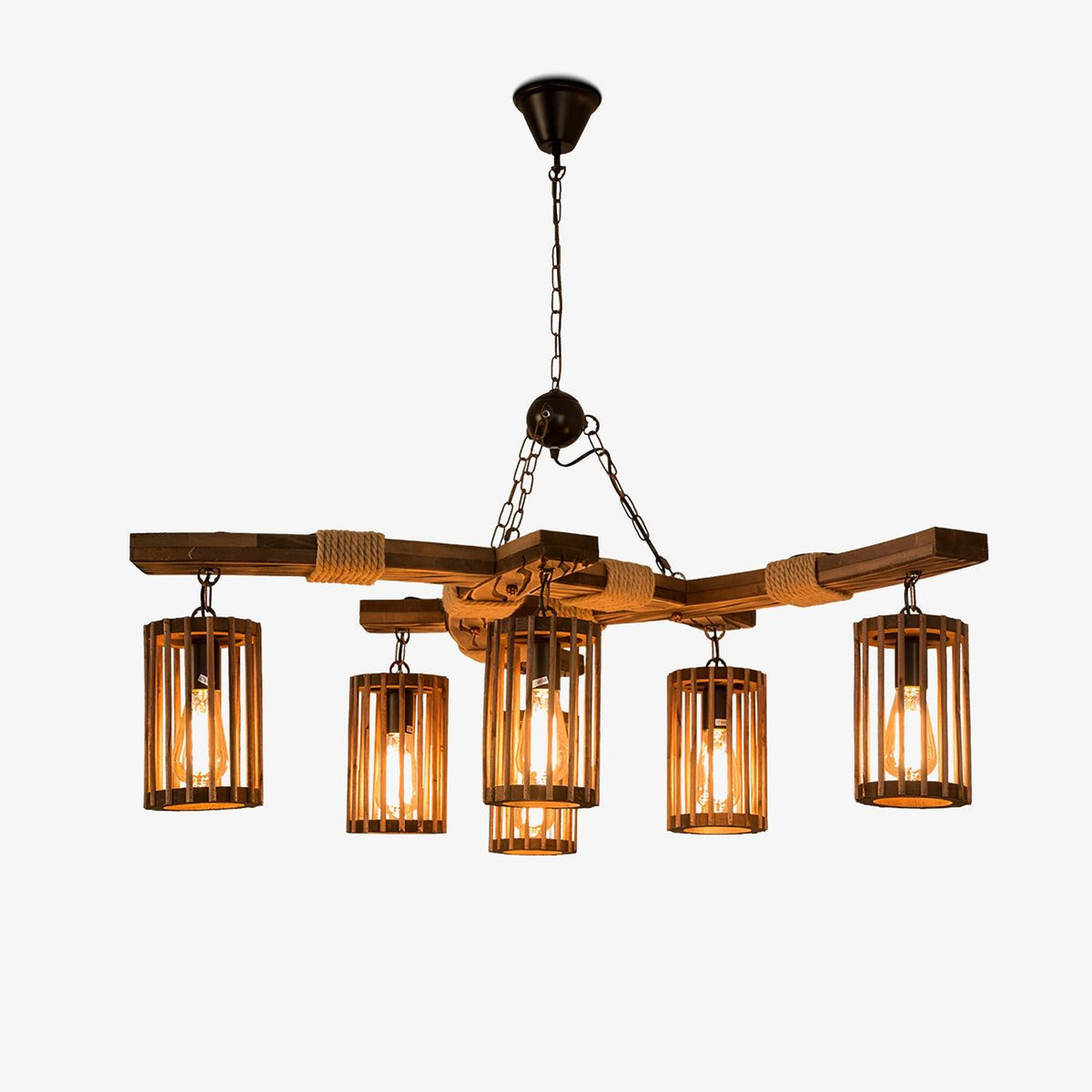 Retro Solid Wood Curated Solid Hardwood Chandeli – Solid Hardwood Chandelier