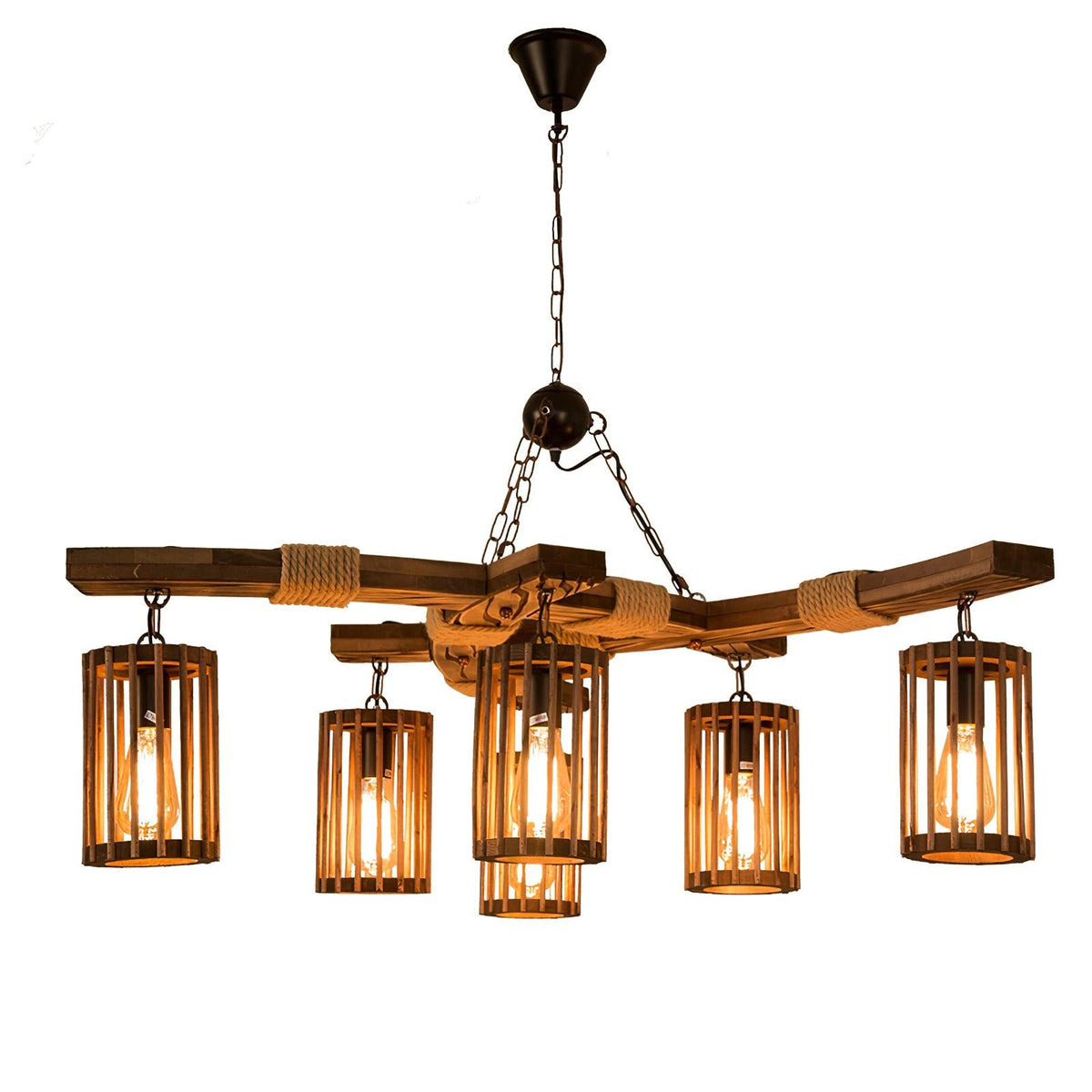 Retro Solid Wood Curated Solid Hardwood Chandeli – structural canopy joint detail