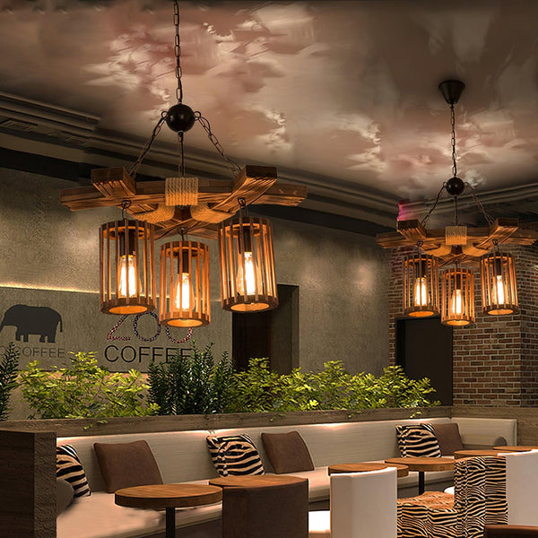 Retro Solid Wood Curated Solid Hardwood Chandeli