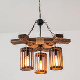 Retro Solid Wood Curated Solid Hardwood Chandeli – macro detail view #1