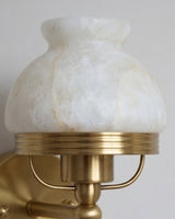 Retro Yuna Alabaster Curated Alabaster Wall Scon – full fixture elevation view