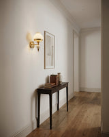 Retro Yuna Alabaster Curated Alabaster Wall Scon warm illuminated room view