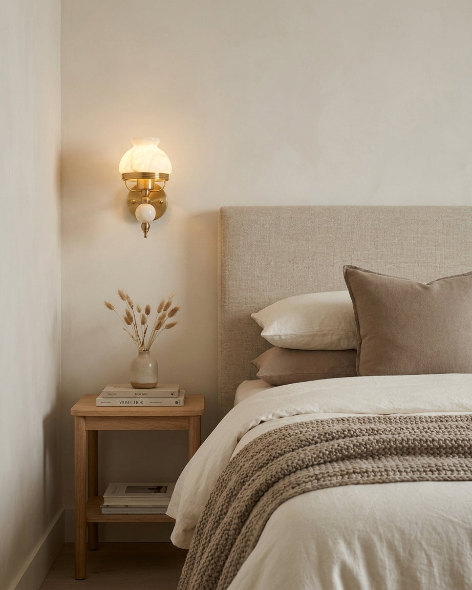 Retro Yuna Alabaster Curated Alabaster Wall Scon – handcrafted surface texture