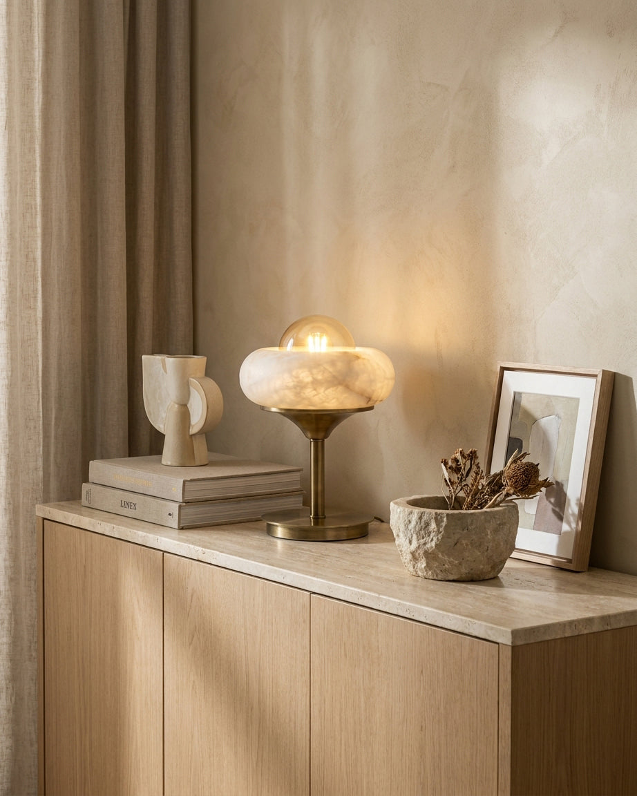 Retrovia Alabaster Curated Alabaster Table Lamp