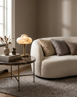 Retrovia Alabaster Curated Alabaster Table Lamp – architectural ceiling profile