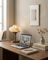 Retrovia Alabaster Curated Alabaster Table Lamp – dimensional scale reference