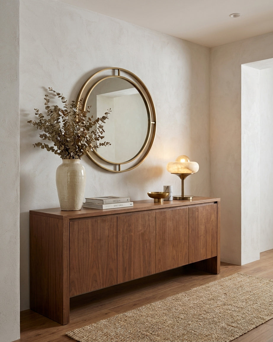 Retrovia Alabaster Curated Alabaster Table Lamp – structural canopy joint detail