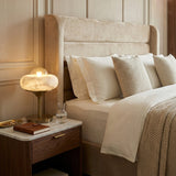 Retrovia Alabaster Curated Alabaster Table Lamp warm illuminated room view