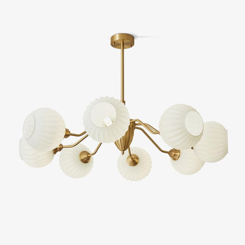 Ribbed Glass Ball Curated Mouth-Blown Frosted Gl – Mouth-Blown Frosted Glass Chandelier