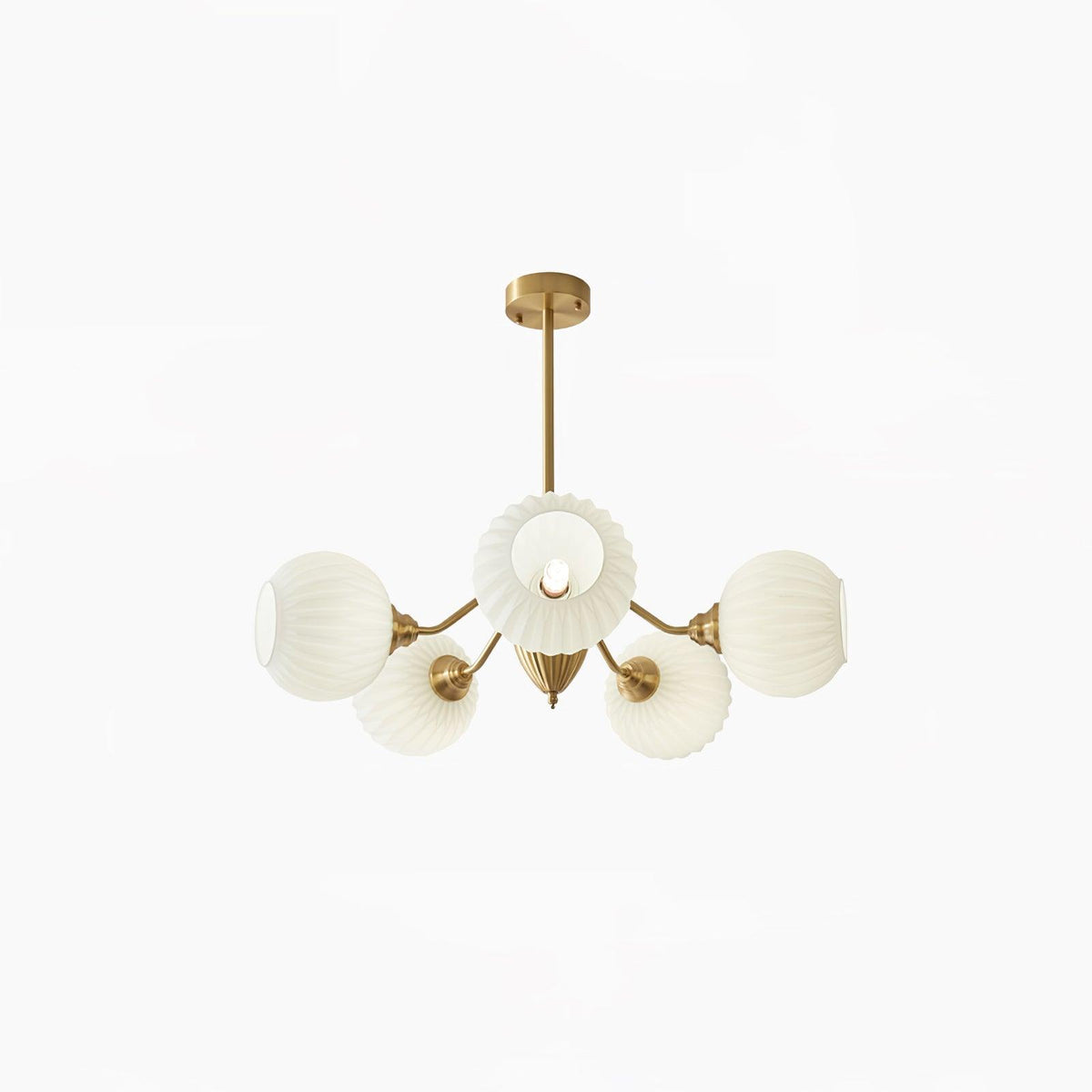 Ribbed Glass Ball Curated Mouth-Blown Frosted Gl – 5 Heads ∅ 31.5 x H 9.8  Dia 80cm x H 25c finish configuration