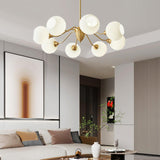 Ribbed Glass Ball Curated Mouth-Blown Frosted Gl installed in residential dining space