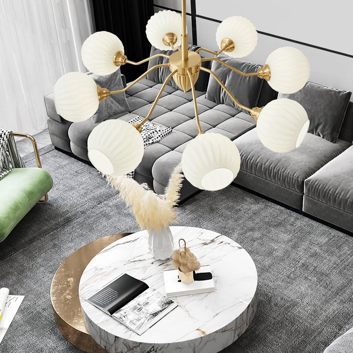 Ribbed Glass Ball Curated Mouth-Blown Frosted Gl – illuminated warm ambiance setting