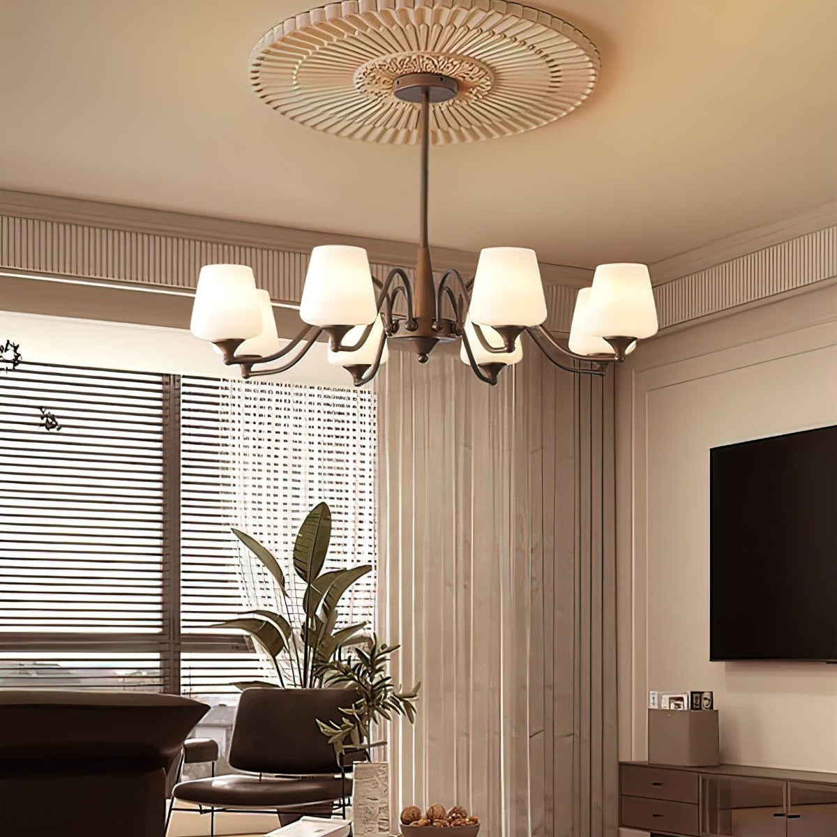 Modern Ridge Chandelier – Ambient Illumination in Luxury Interior Setting View 6
