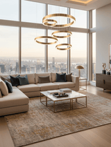 Ring LED Curated Optical Acrylic Chandelier – unlit natural material contrast