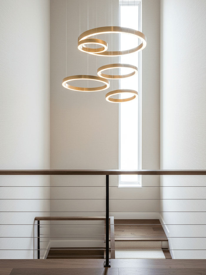 Ring LED Curated Optical Acrylic Chandelier – illuminated warm ambiance setting