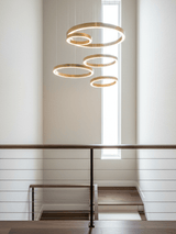 Ring LED Curated Optical Acrylic Chandelier – illuminated warm ambiance setting