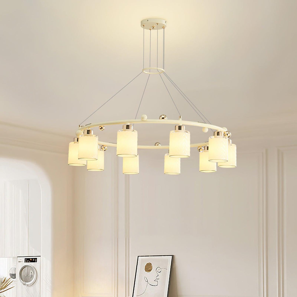 Ring Glass Cup Curated Mouth-Blown Frosted Glass installed in residential dining space
