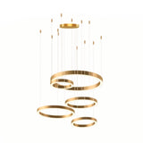 Ring LED Curated Optical Acrylic Chandelier – illuminated warm ambiance setting #1 #2