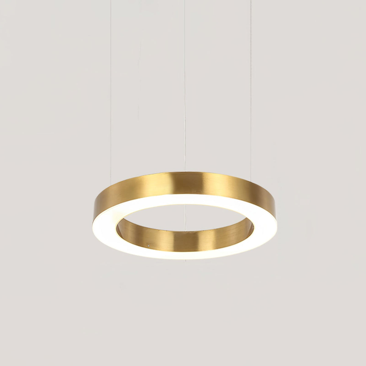 Ring LED Curated Optical Acrylic Chandelier – illuminated warm ambiance setting #1