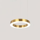Ring LED Curated Optical Acrylic Chandelier – illuminated warm ambiance setting #1