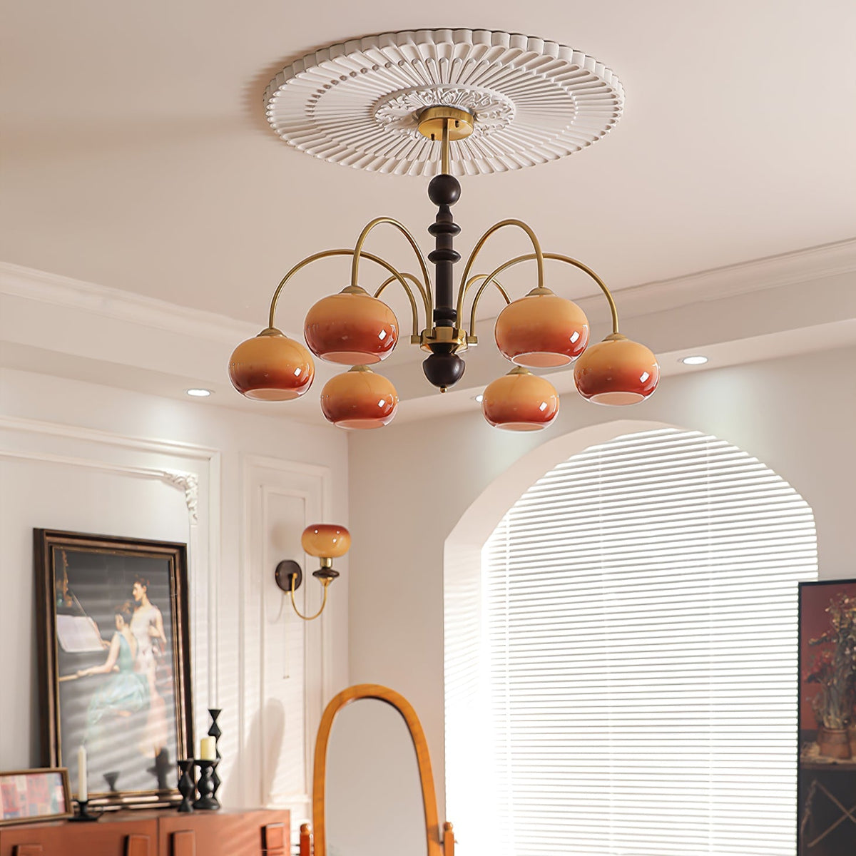 Ripe Persimmon Curated Mouth-Blown Frosted Glass – structural canopy joint detail