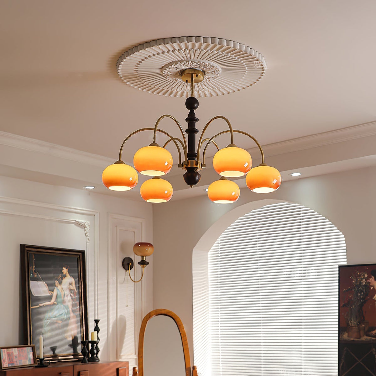 Ripe Persimmon Curated Mouth-Blown Frosted Glass – architectural ceiling profile