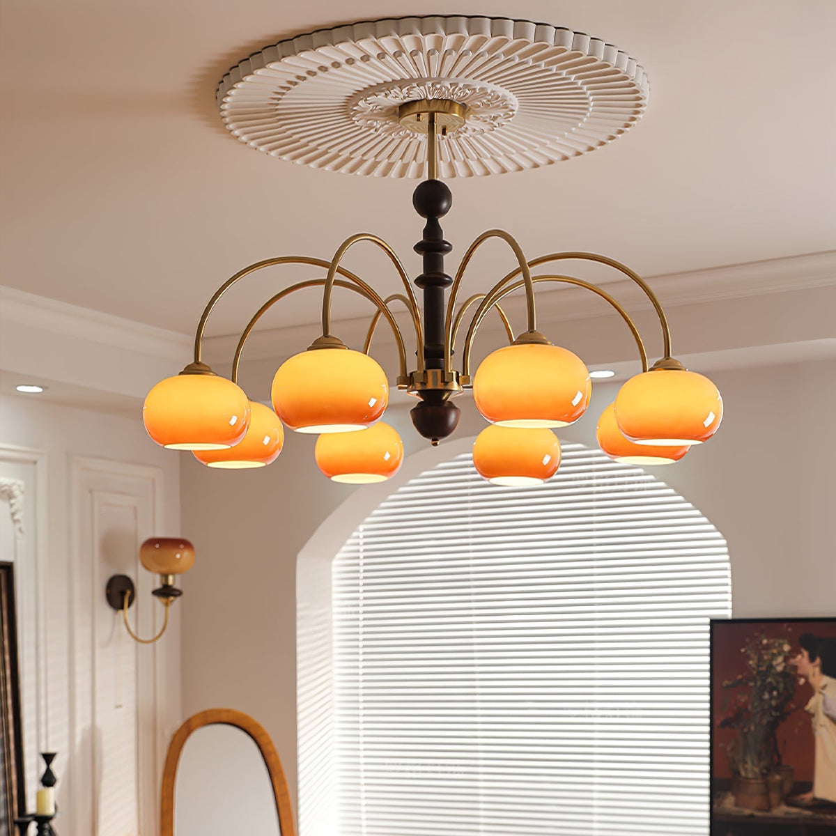 Ripe Persimmon Curated Mouth-Blown Frosted Glass – dimensional scale reference