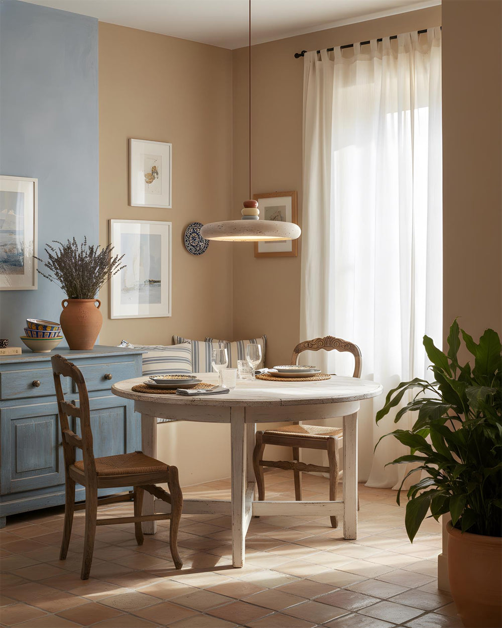 Riven Curated Yellow Travertine Pendant Light