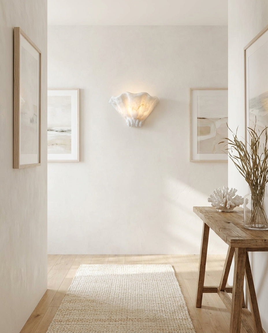 Roche Alabaster Curated Alabaster Wall Sconce – handcrafted surface texture