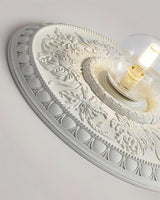 Rochelle Relief Curated Iron & Glass Flush Mount – side angled contour profile