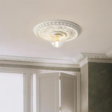 Rochelle Relief Curated Iron & Glass Flush Mount – illuminated warm ambiance setting