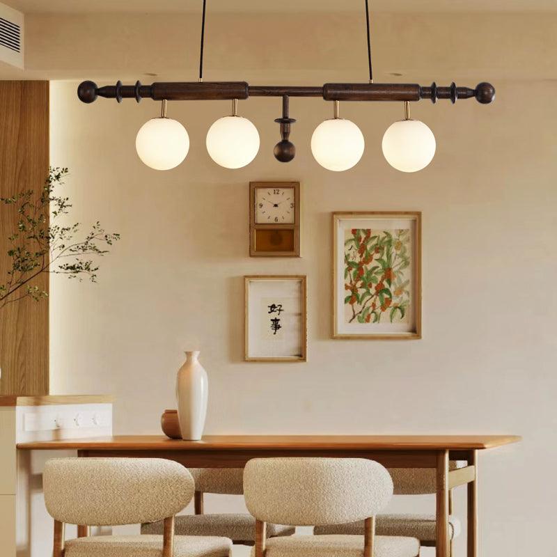 Roman Column Curated Mouth-Blown Frosted Glass C installed in residential dining space
