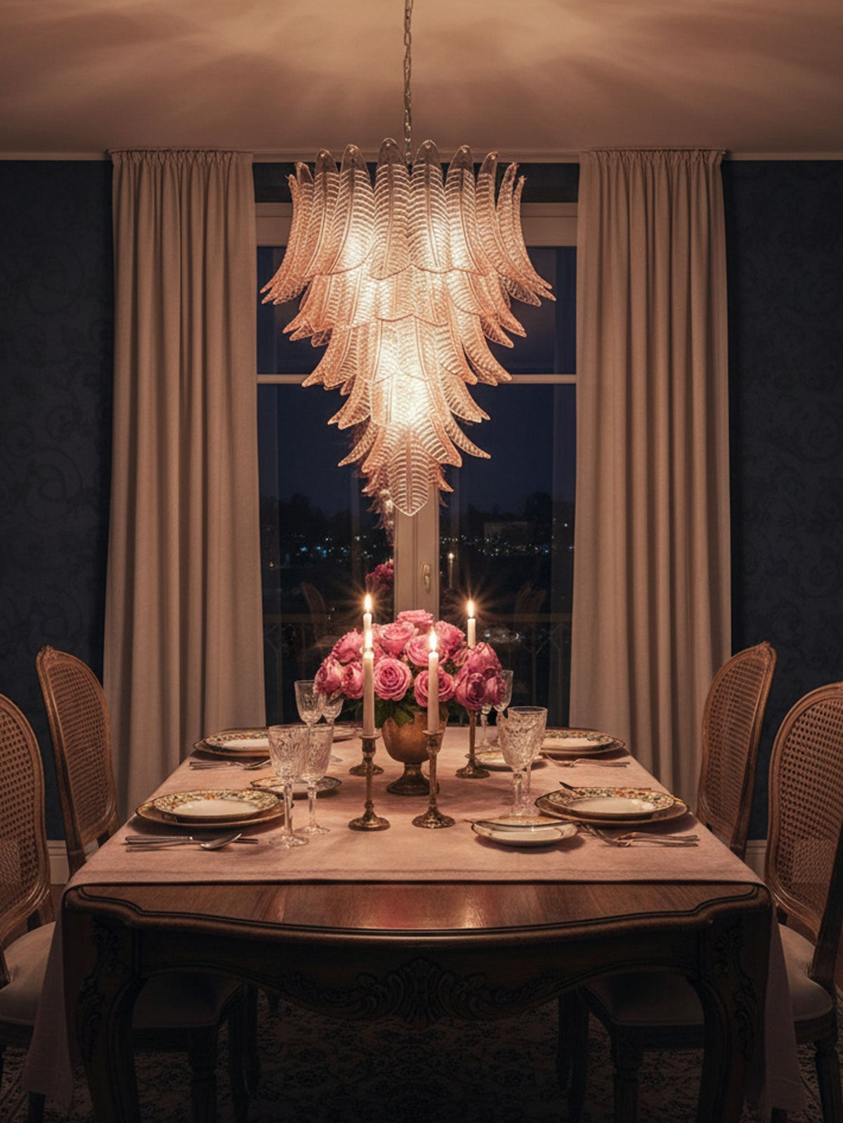 Rosalind Glass Chandelier – Ambient Illumination in Luxury Interior Setting View 11