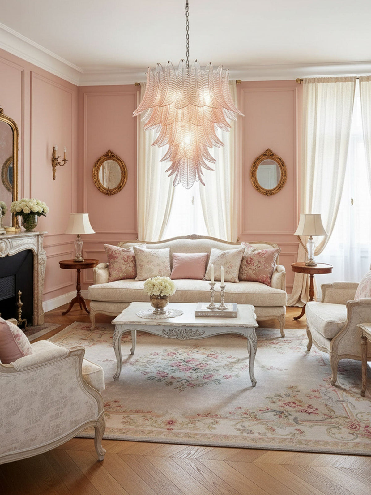 Rosalind Glass Chandelier – Ambient Illumination in Luxury Interior Setting View 14