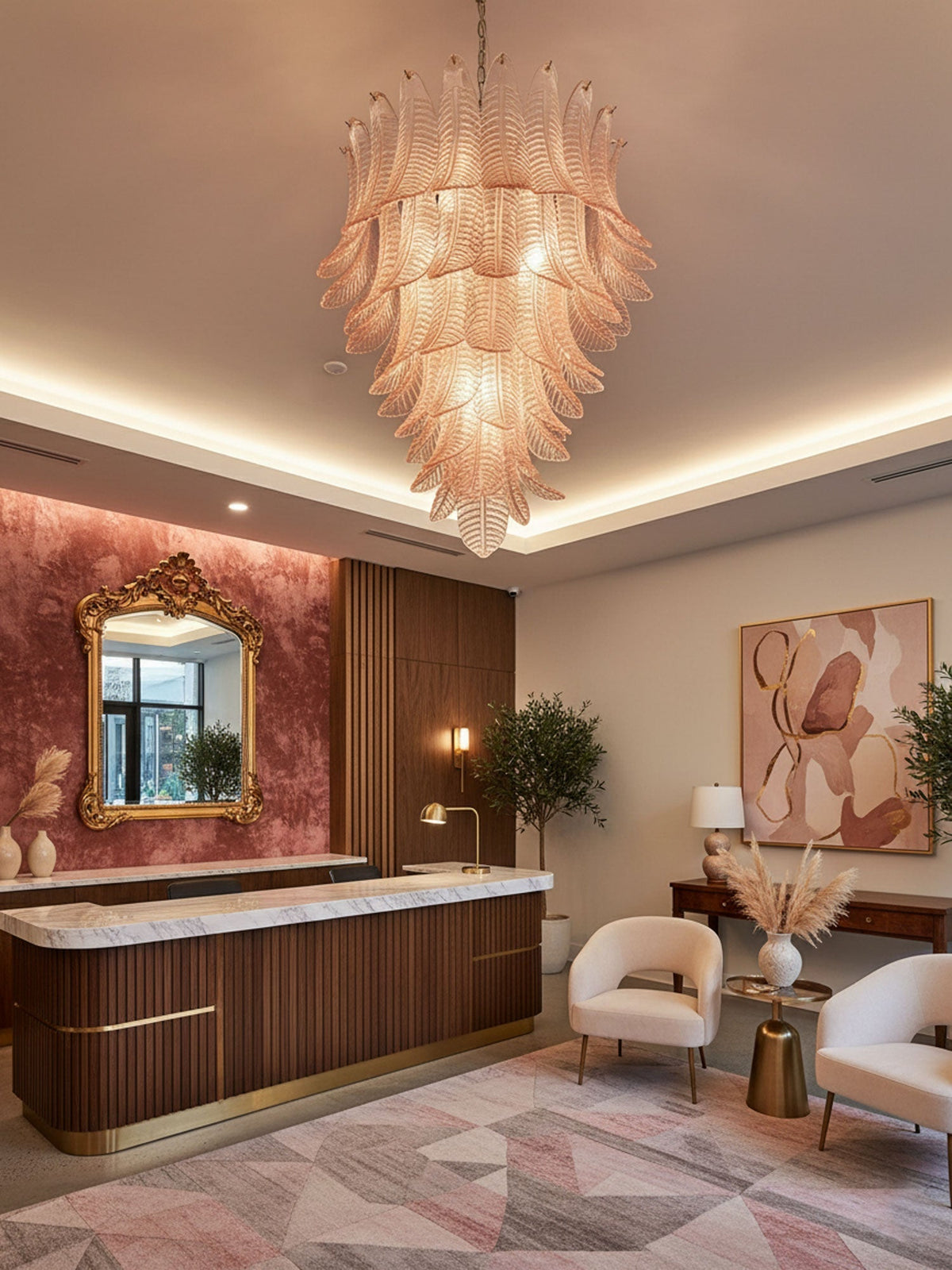 Rosalind Glass Chandelier – Ambient Illumination in Luxury Interior Setting View 10
