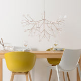 Rose Gold Firefly LED Curated Iron & Glass Chand – full fixture elevation view