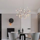 Rose Gold Firefly LED Curated Iron & Glass Chand – spatial dining room perspective