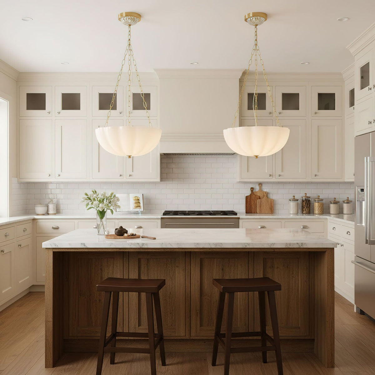 Rosehill Curated Mouth-Blown Frosted Glass Chand – architectural ceiling profile
