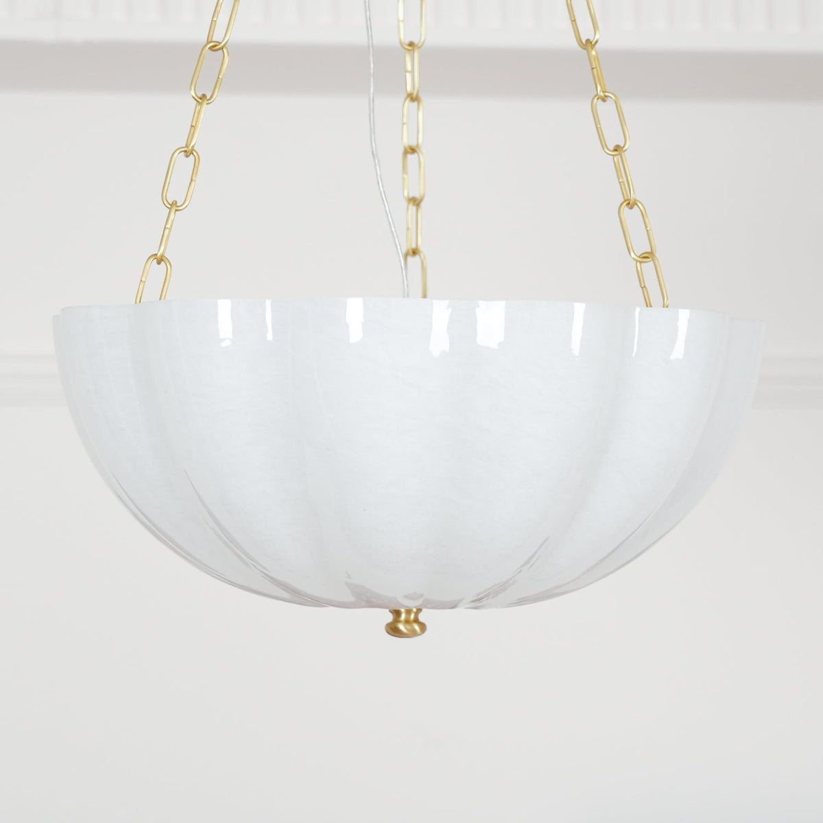 Rosehill Curated Mouth-Blown Frosted Glass Chand – side angled contour profile