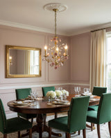 Roselune Curated Solid Brass Chandelier warm illuminated room view