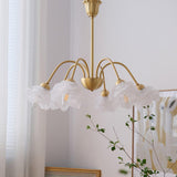 Roses Curated Mouth-Blown Frosted Glass Chandeli – structural canopy joint detail