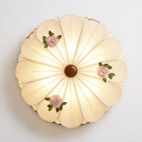 Rosienne Curated Iron & Glass Flush Mount Ceilin – unlit natural material contrast