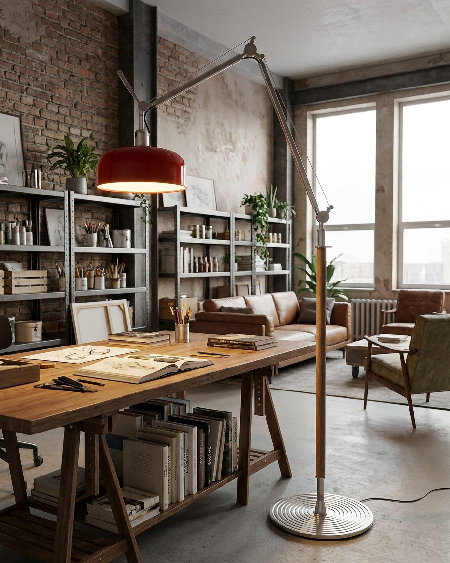 Rosso Floor Curated Iron & Glass Floor Lamp – illuminated warm ambiance setting